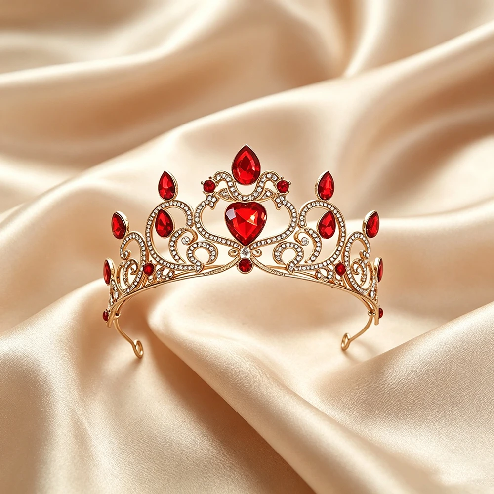 Corona de Lujo Barroca con Diamantes de Colores en Forma de Gota de Agua, Corona de Reina para Novia, Boda, Banquete, Cumpleaños, Accesorio para el Cabello de Mujer