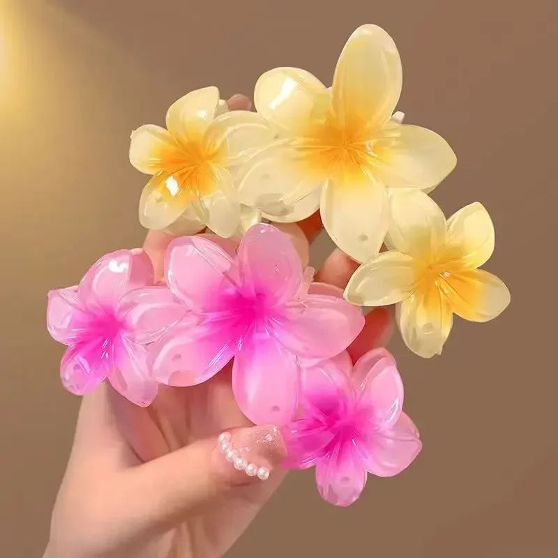 Candy Colors Large Flower Hair Claw Clip for Women Girls Sweet Acrylic Hairpins Summer Beach Hawaiian Headwear Hair Accessories