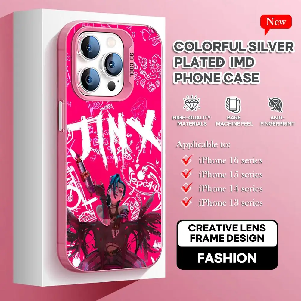 League of Legend L-LOL Jinx Phone Case pink IMD IMD Colorful Silver Suitable soft case for iPhone 16 15 14 13 12 11 XS Pro Max