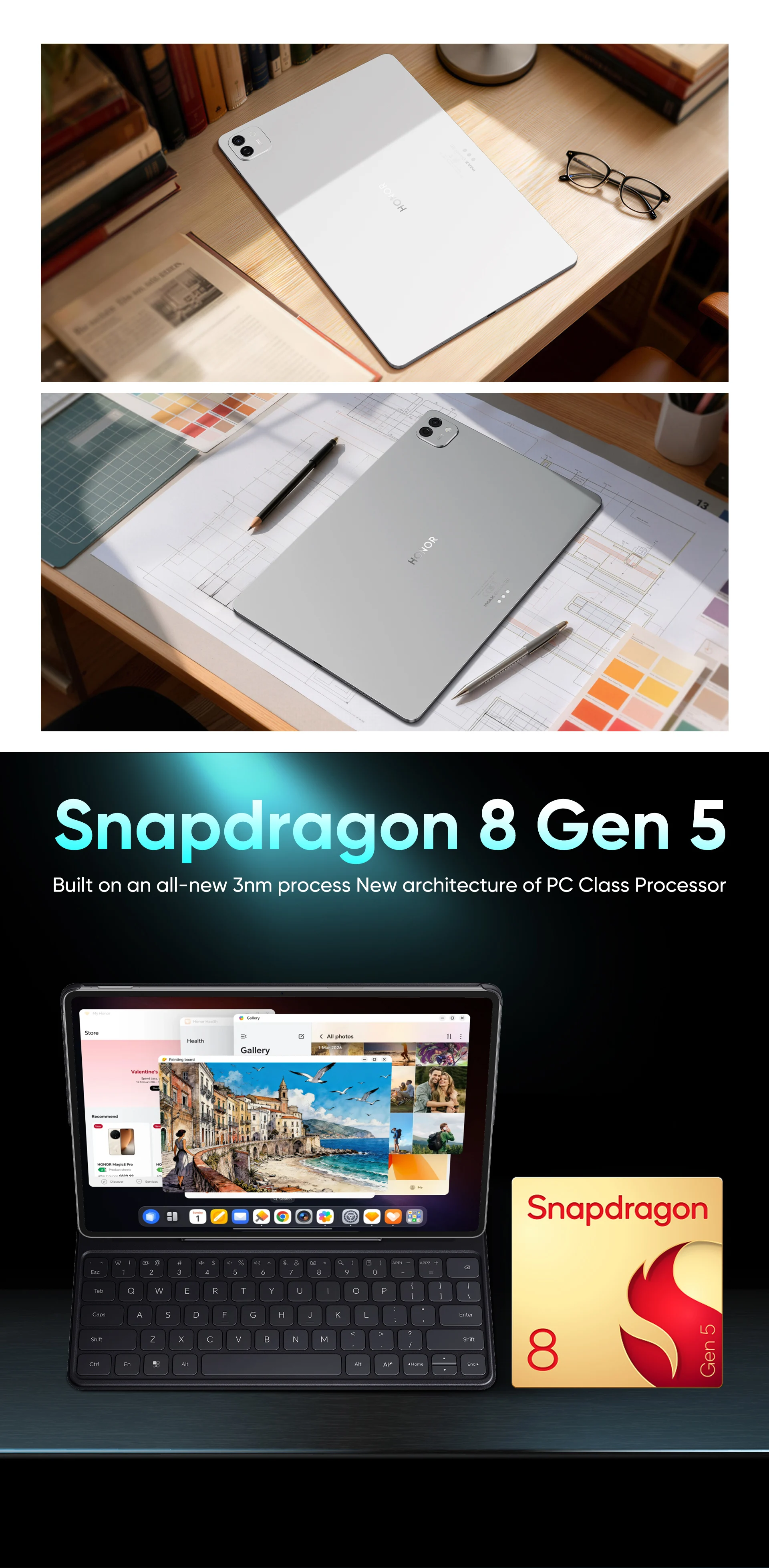 Original HONOR MagicPad 4 Global Version Tablet Snapdragon 8 Gen 5 12.3 Inches 165Hz OLED Display 10100mAh Battery Android 16