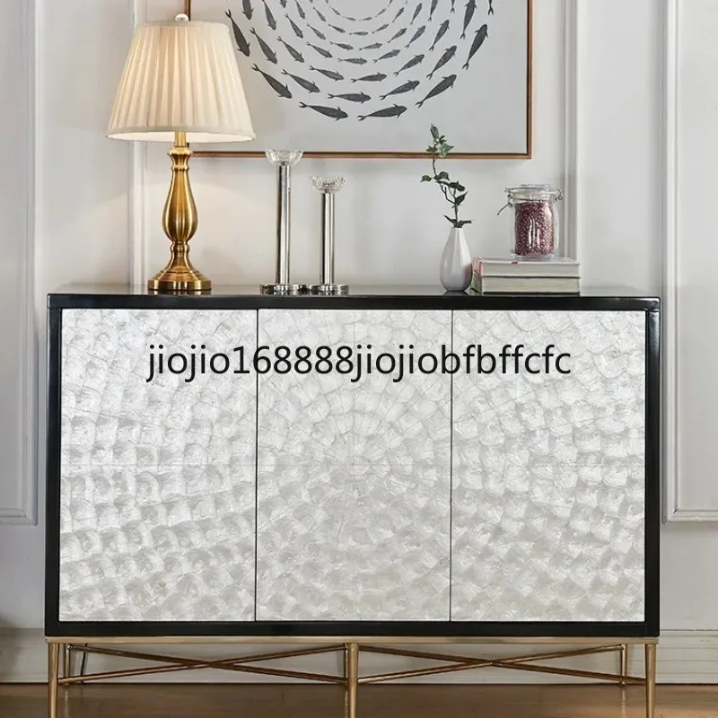 Suitable for Light luxury villa dining side cabinet entrance entrance living room solid wood decoration bedroom storage locker