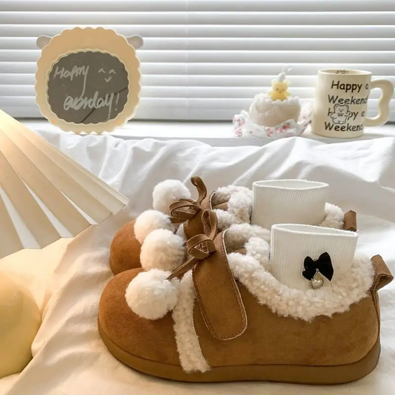 Evlight Stivali da neve soffici in pelliccia invernale Stivali da donna in caldo cotone con fodera in peluche Morbidi e accoglienti Scarpe in cotone da casa Stivali da neve pelosi casual