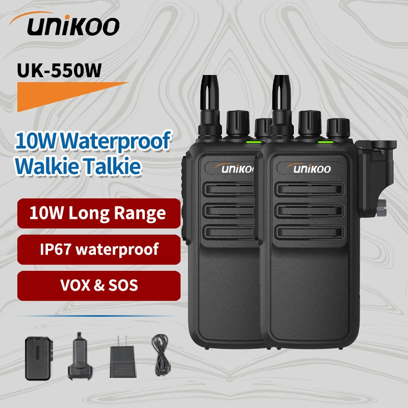 

UNIKOO UK550W 10W IP67 Waterproof Durable Walkie Talkie Long Range Communication Radios Two-way Radio for Outdoors
