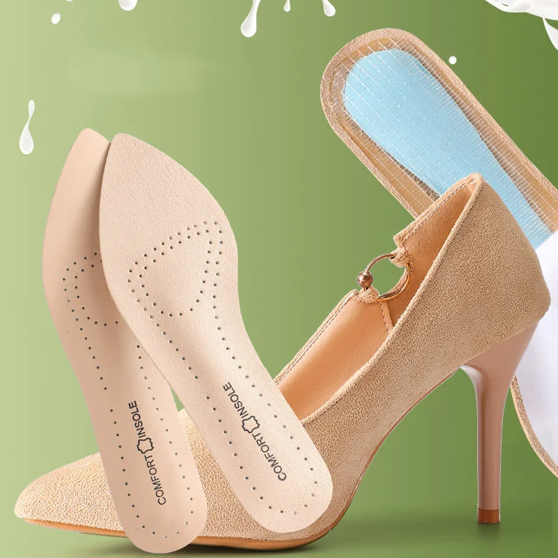 Ladies High Heel Insole Genuine Leather Soft Sole Insoles Breathable Sweat Absorbing and Odor Resistant Insoles Anti Slip Insole