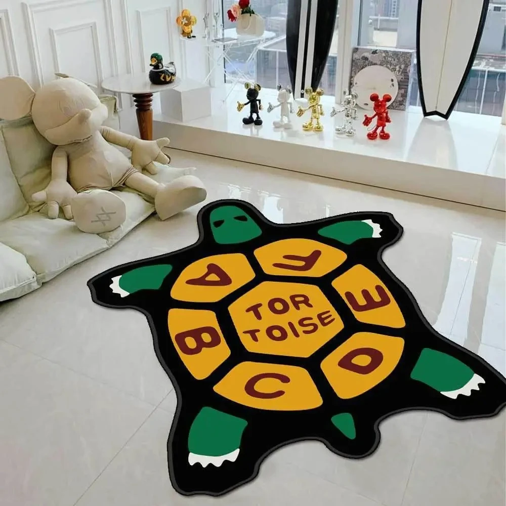 Turtle Shape Decor Parlor Carpet Large Area Foldable Alien Living Room Bedroom Decoration Rug Soft Non-slip Mat Easy Cleaning
