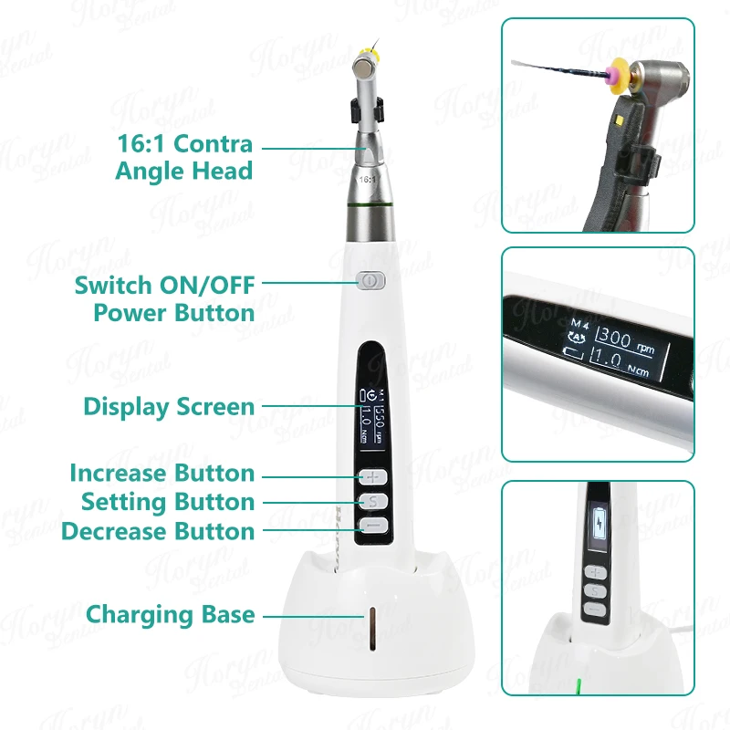 Wireless Dental EndoMotor 16:1 Reduction Contra Angle  Equipment 9 Modes Endodontic Treatment Root Canal Therapy Instrument