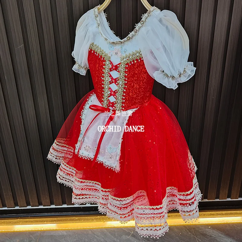 Bt2507035 tamanho personalizado de alta qualidade crianças meninas ballet dança desempenho wear gilsay vermelho longo romântico tutu vestido