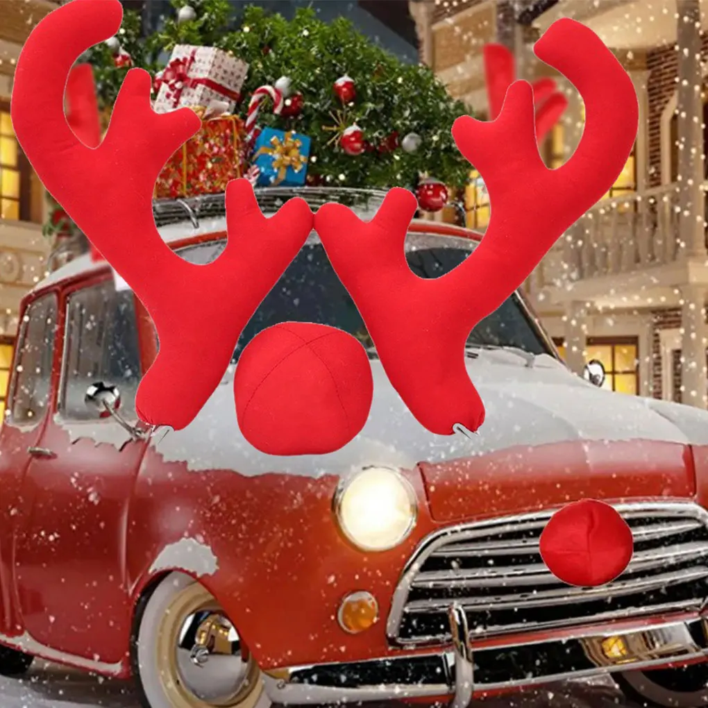 

Car Antlers Auto Rudolph Reindeer Decoration Christmas Holiday Celebration Antlers Adornment Car Truck Costume Christma Gift Set