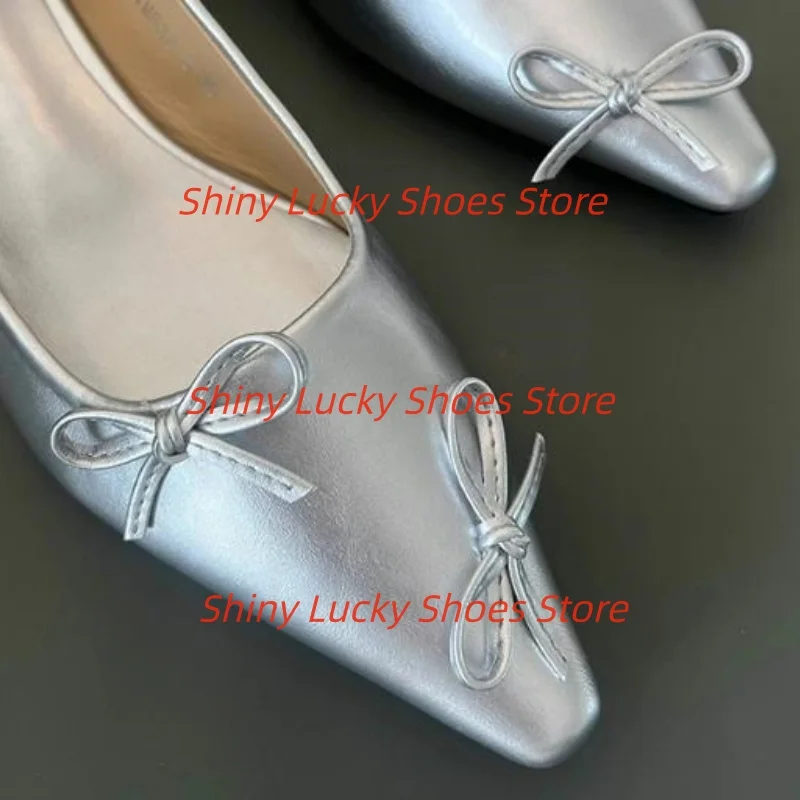 أحذية بعقدة على شكل فراشة للنساء بأصابع مدببة وكعب مسطح باليه نسائي خطوط خياطة للسيدات الضحلة أحذية نسائية صلبة من Zapatos #2