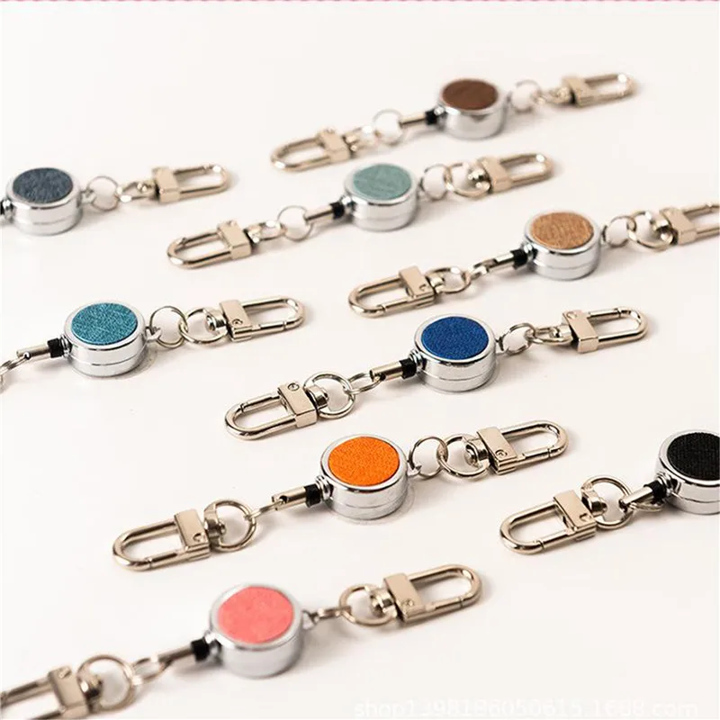 1PC Anti-theft Metal Easy-to-pull Buckle Rope Elastic Keychain Sporty Retractable Key Ring Anti Lost Yoyo Ski Pass ID Card