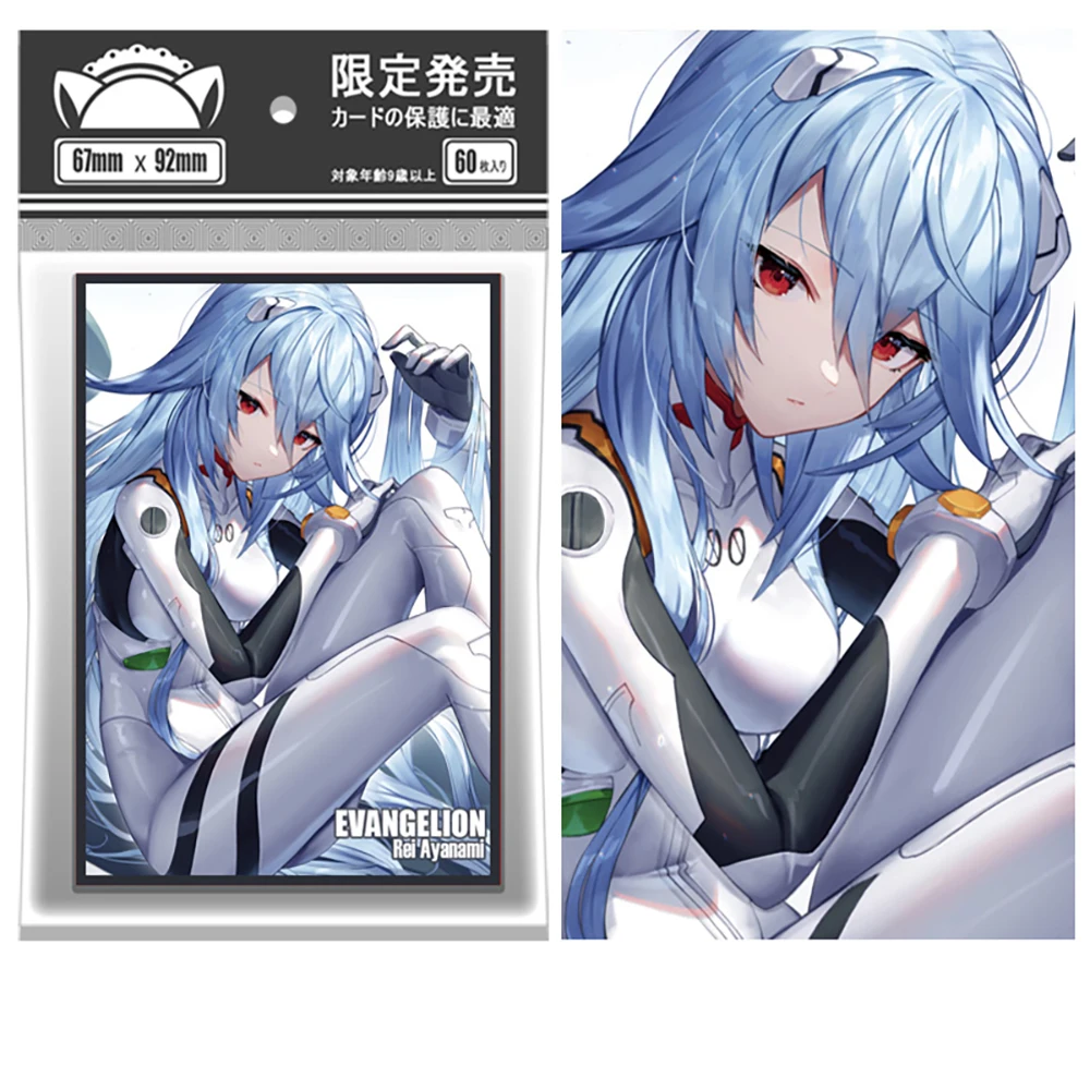 60 uds Anime Eva fundas para tarjetas láser agua Ayanami Rei Albedo Tokisaki Kurumi funda protectora para tarjetas PTCG 67X92mm regalo de vacaciones para niños