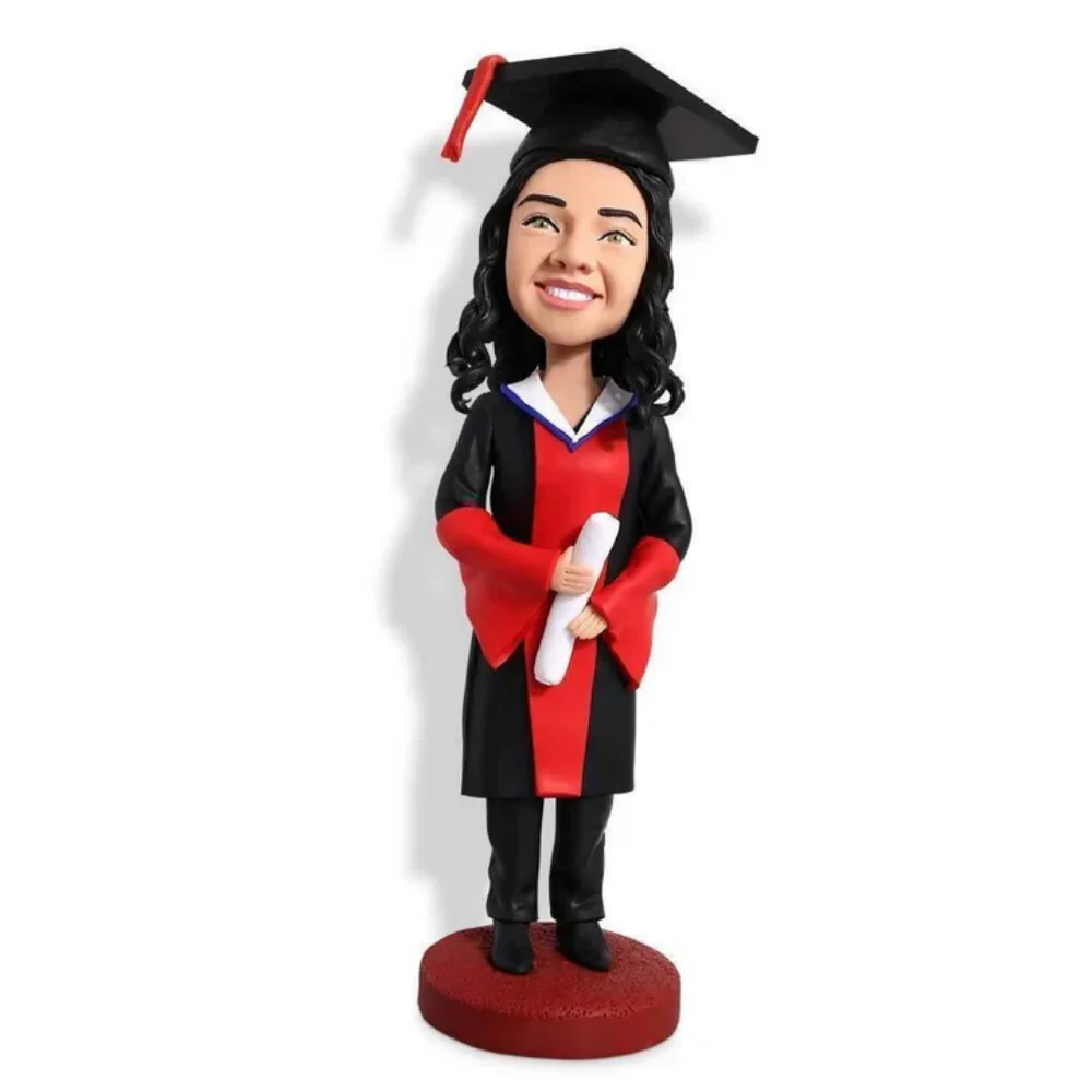 Figura personalizada de graduado hecha a mano a partir de una foto - Estatuilla de graduado con birrete, toga y diploma, regalo de graduación