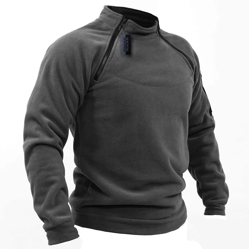 Chaqueta de forro polar táctico para hombre, ropa cálida con cremalleras, Jersey a prueba de viento, abrigo térmico para senderismo, talla grande 5XL, 4XL