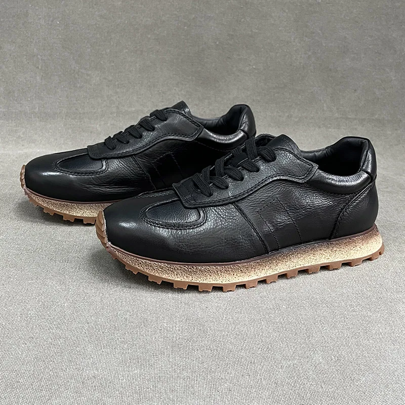 

Men's Faionable Casual oes Autumn Leather Breathable Lightweight Retro Sports oes Vintage Sle Bla Low Top oes