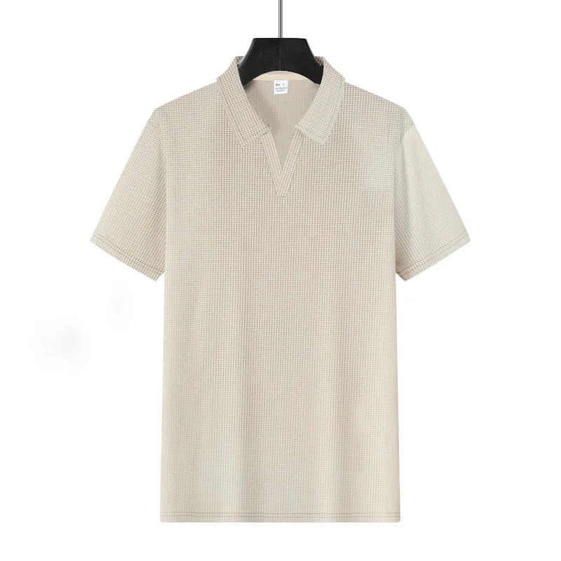 Hot-selling summer men's durable sports POLO shirt with waffle pattern, suitable for summer wear without making mistakes