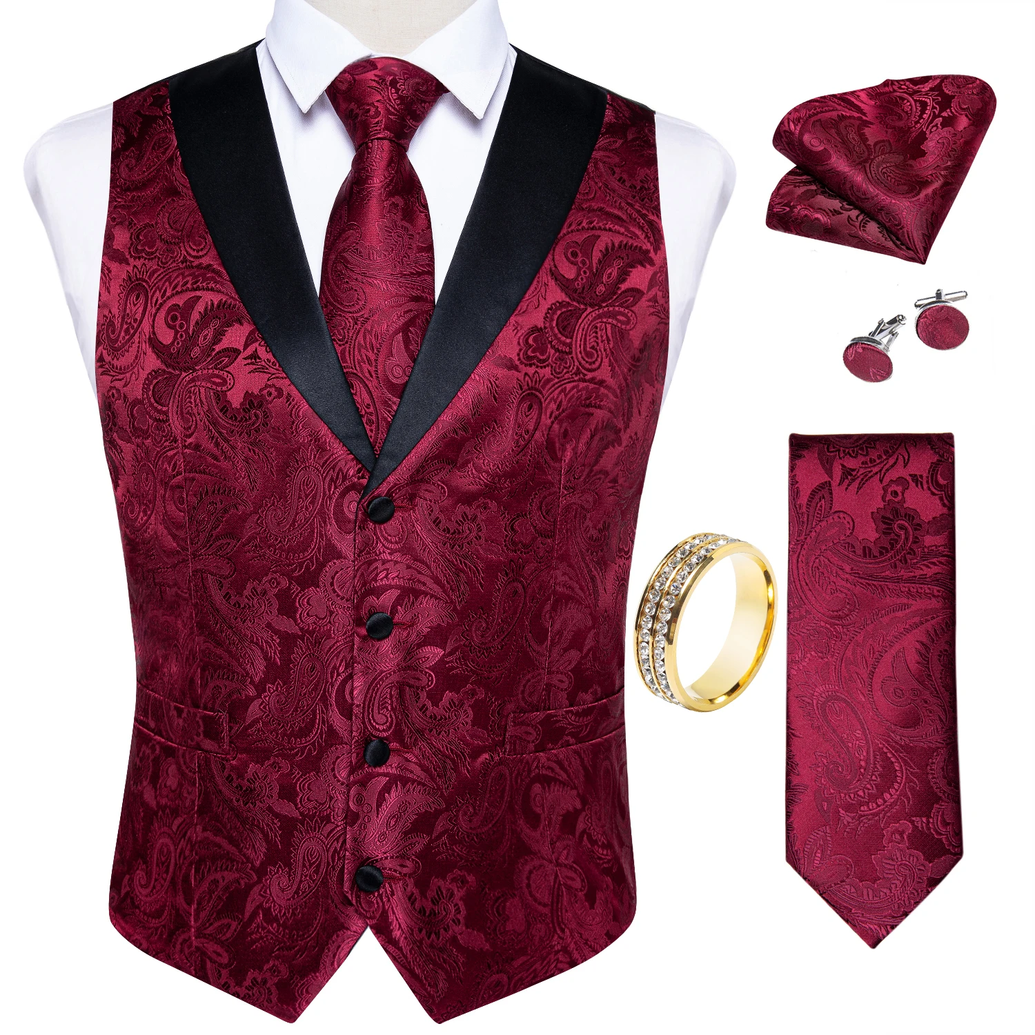 Zestaw 5 elementów: bordowa ka – Pocket Square Set recenzja i cena