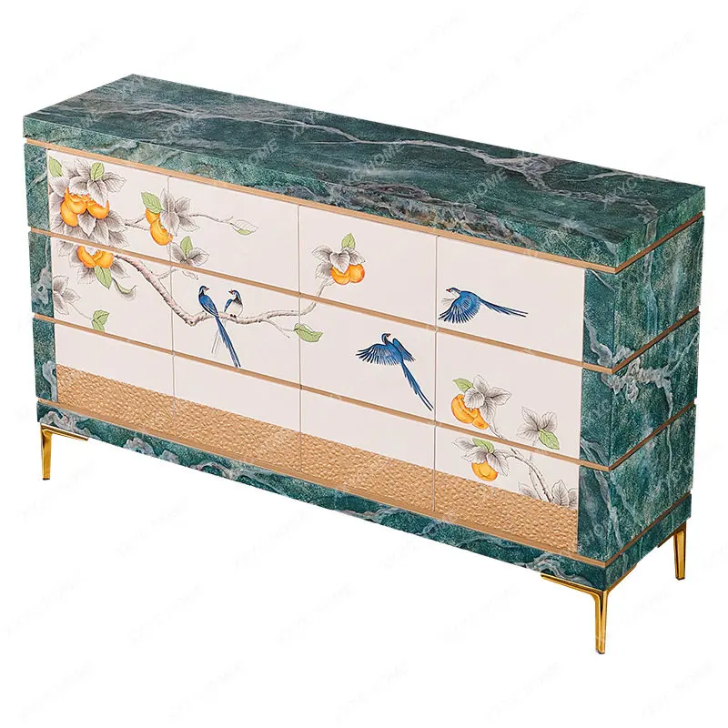 Light Luxury French Cream Style Cabinet New Chinese Style Painted Cabinet Ruyi Home Decoration Hallway Cabinet Dining Side