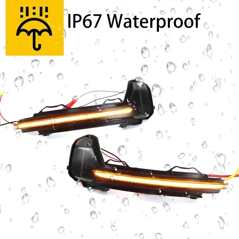 Dynamic LED Turn Signal Lights Rearview Mirror Indicator Blinker Repeater For Volkswagen VW Tiguan MK2 2017-22 Touareg MK3 19-22