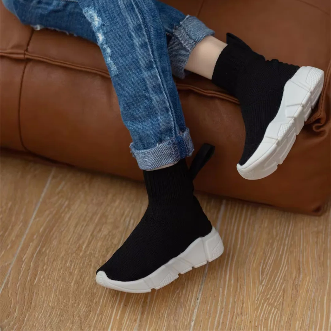BJD/SD Doll Shoes Toys High-top Knitted Upper Cute Casual Black White Thick Soft-soled High boots 1/3 1/4 Gifts Doll Accessories