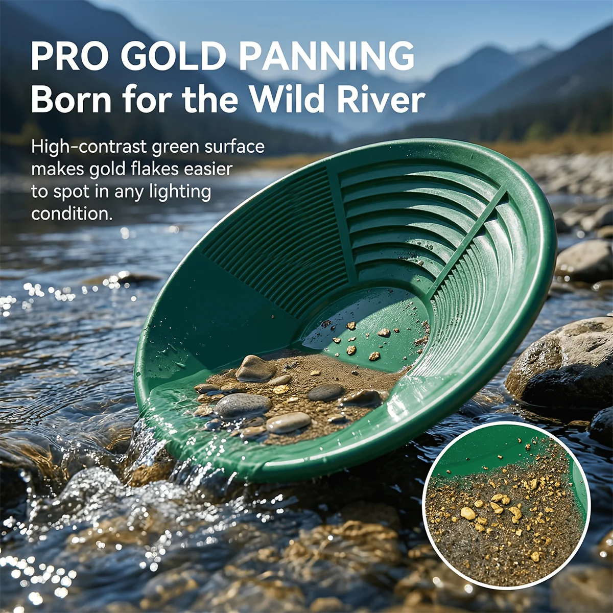 Heavy-duty plastic gold pan, professional gold pan, easy to find gold flakes and nuggets, outdoor river gold panning equipment.