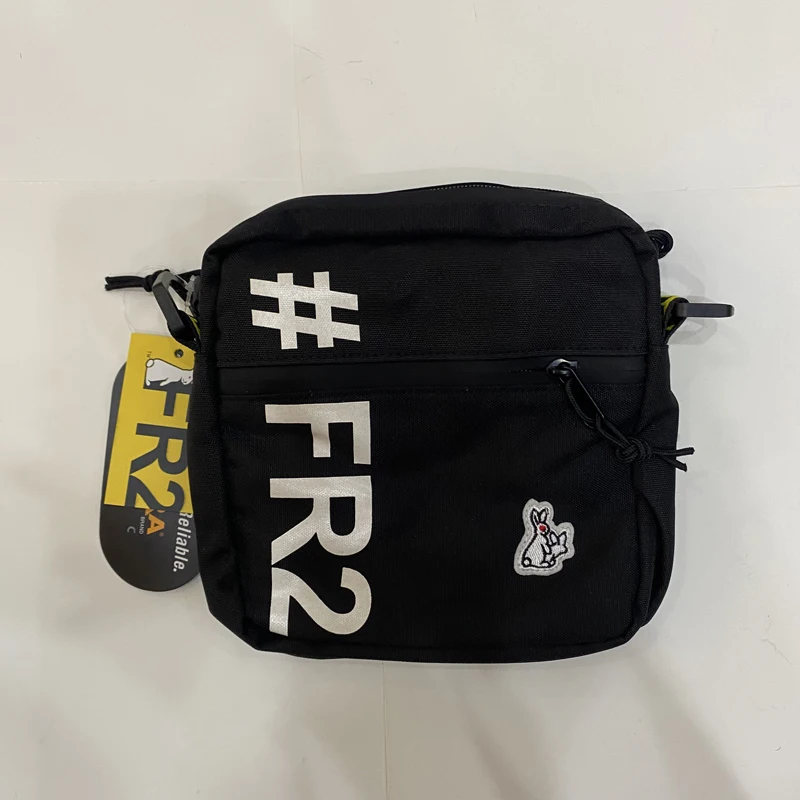 # FR2 tas ransel cetak Logo besar bordir kelinci hitam kanvas Fr2 paket selempang tas ritsleting Mode Pria Wanita