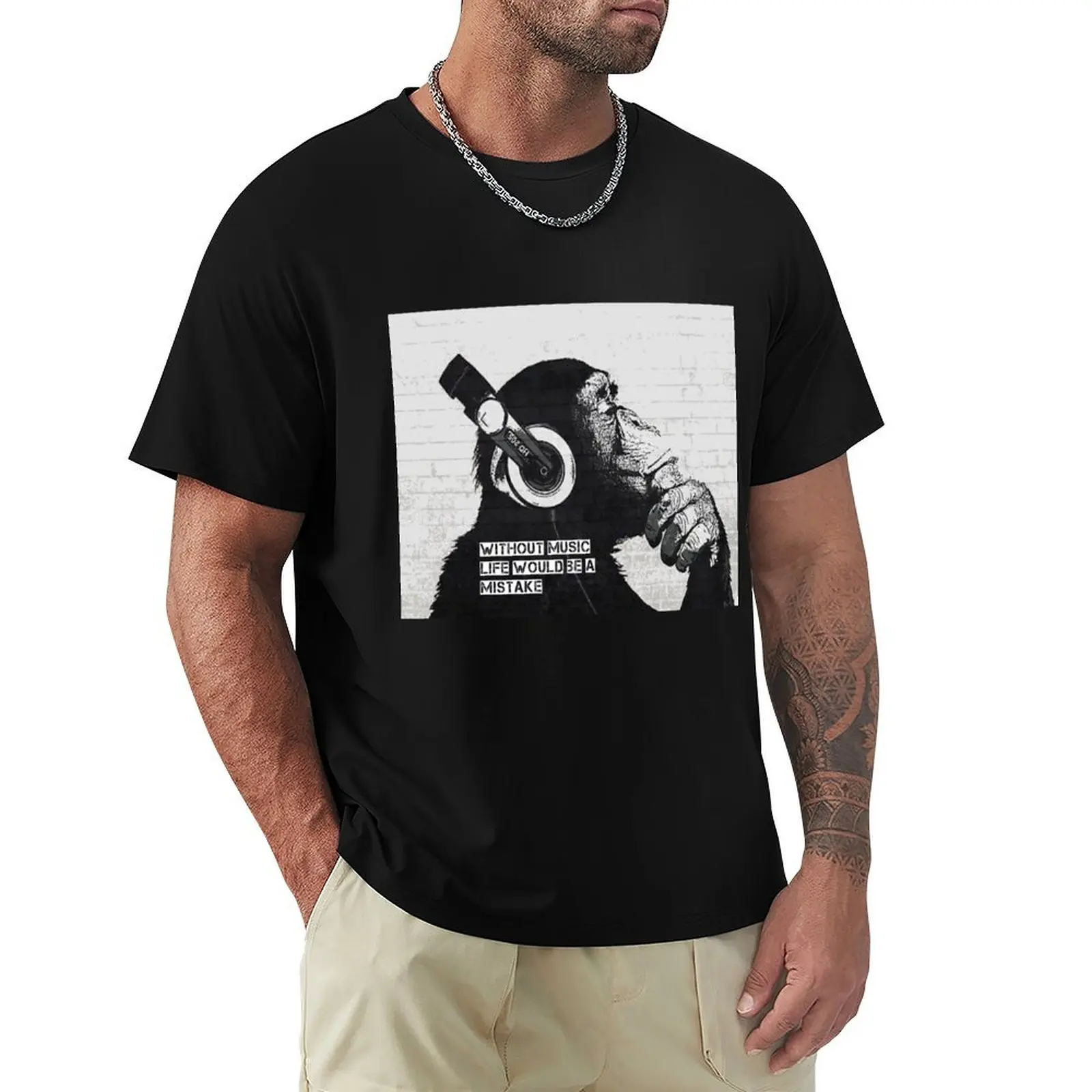 Without Music Life Would Be A Mistake T-Shirt Simple Casual Short Sleeve Cotton T-Shirt