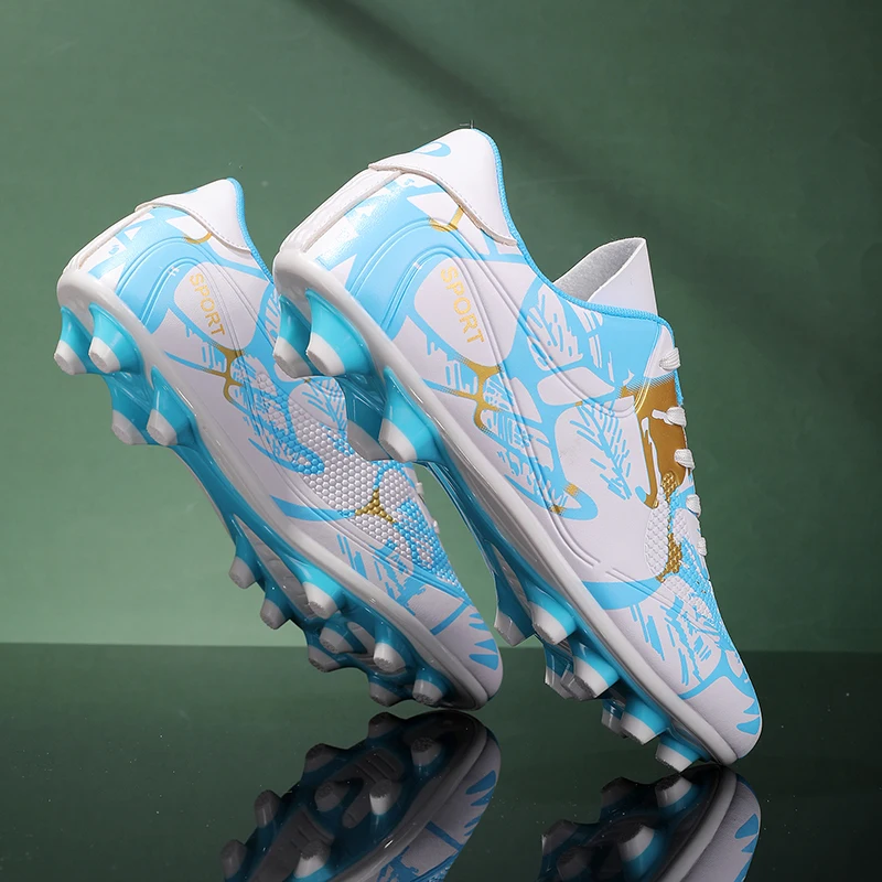 Adult Professional Soccer Shoes Non-Slip Long Spike Football Boots Young Kids High Ankle Cleats Grass Soccer Sneakers ﻿