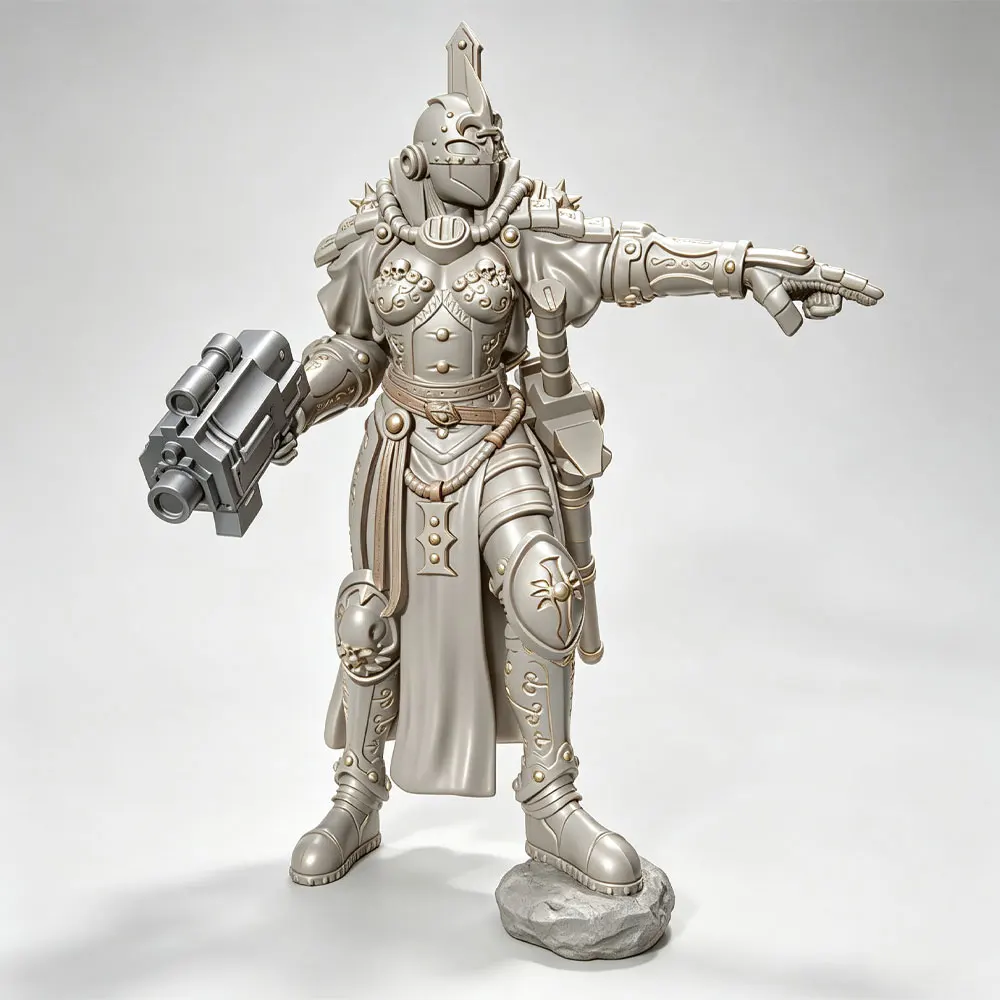 1/24 Desk ornament，Futuristic female mecha warrior, miniature resin model kit, GK mini 3D printed gray model statue, unpainted