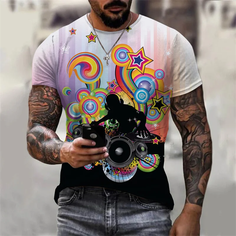 Fashion DJ T Shirt For Men 3d Print Tees Disco Short Sleeve Summer Men\'s Clothing Party Tops Causal T-shirt Hip Hop Streetwear