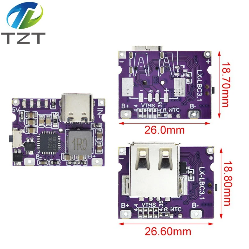Type-C USB 5V 3.1A Boost Converter Step-Up Power Module IP5310 Mobile Power Bank Accessories With Switch LED Indicator image 2