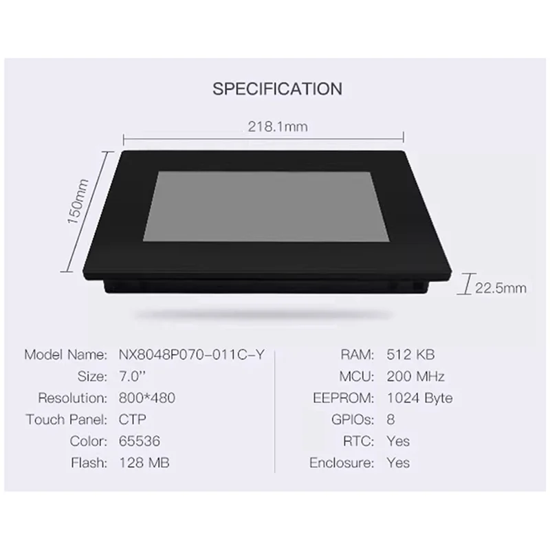 2X Smart Screen NX8048P070-011C-Y 7 Inch Capacitive Touch Screen With Housing HMI TFT LCD Module Display