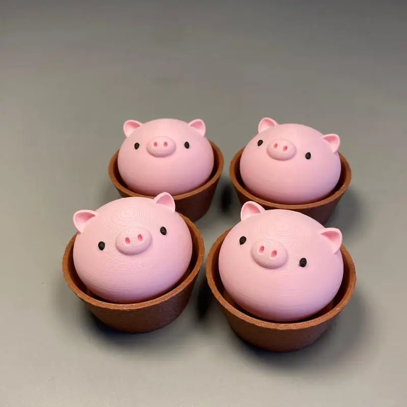 3D Printed Button Clicker Keyring Pig Kawaii Sensory Clicker Relaxed Creative Press Keyboard Keychain Gift