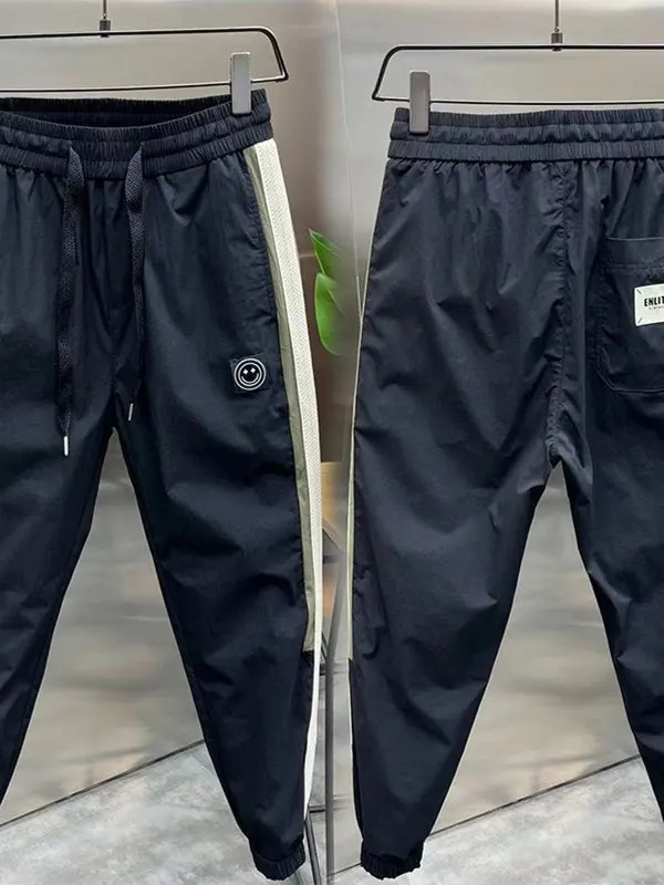 

mat Sle Men's Summer Casual Pants Loose Fit Elastic Waist Long Trousers Trendy Brand Spor Slim Fit Youthful Energy