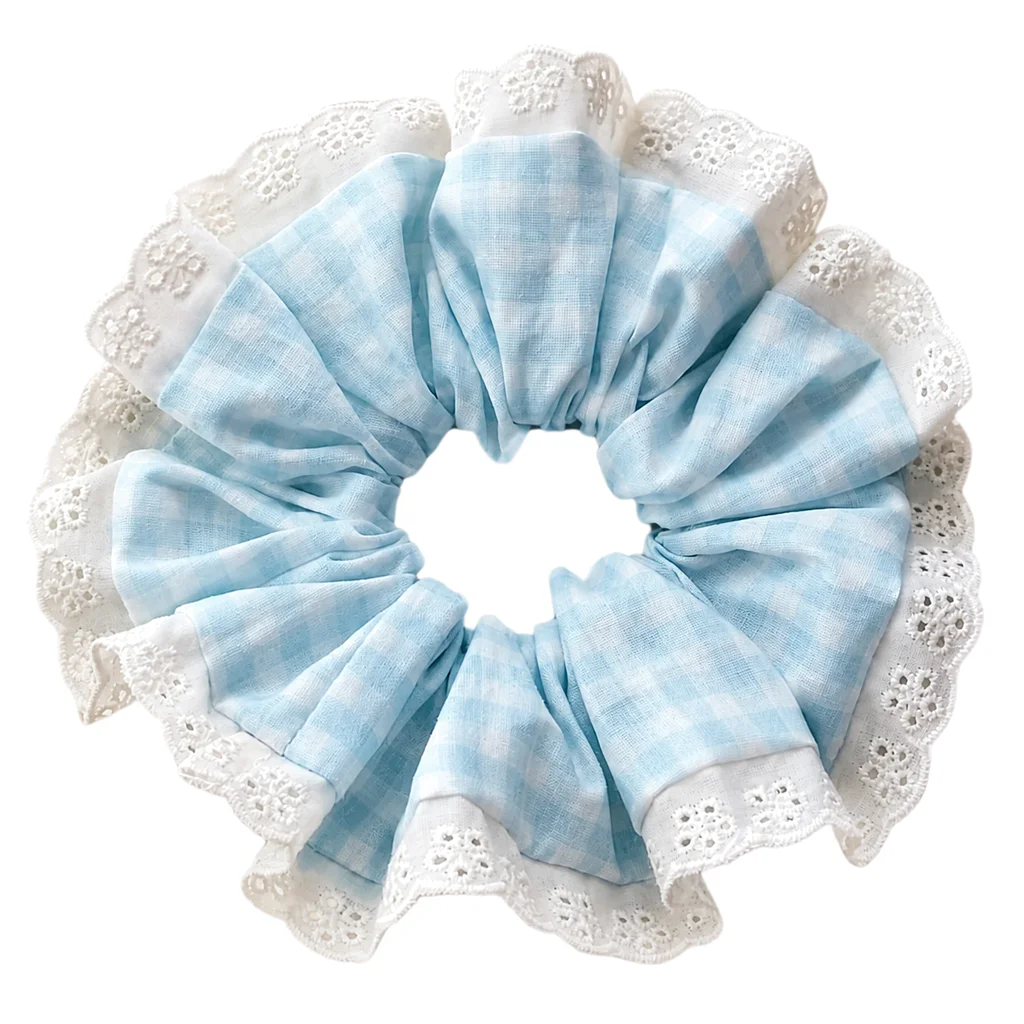 Handmade Pattern Single-Layer Scrunchie Handmade Elastic Hair Tie for Ponytail and Bun, Soft Gathered Hair