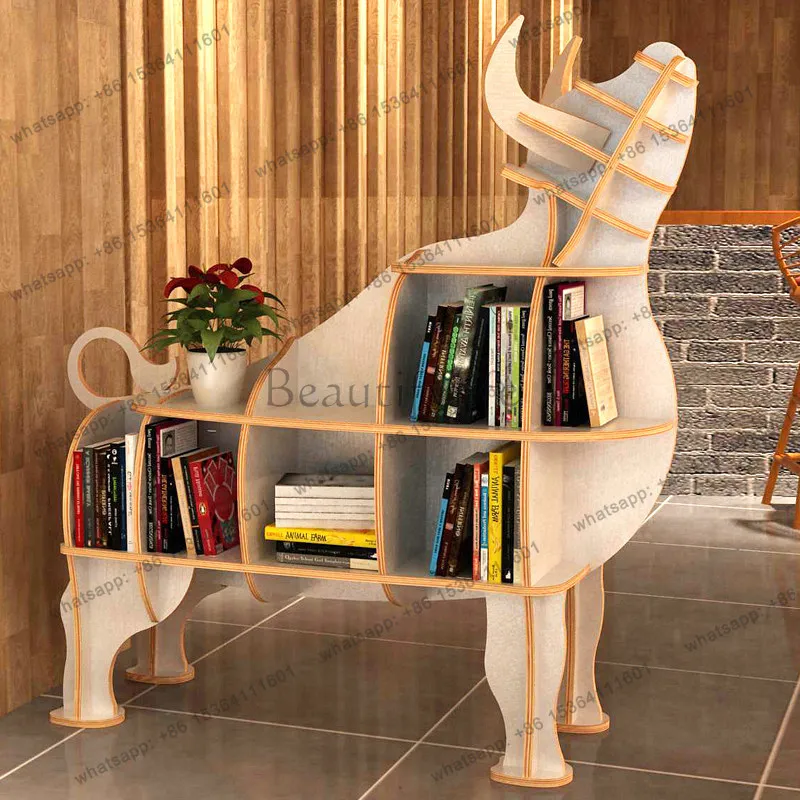 Kreatives, vom Boden bis zur Decke reichendes Regal in Tierform, Sofakante, einfacher Ausstellungsständer aus Massivholz, dekoratives Ornament