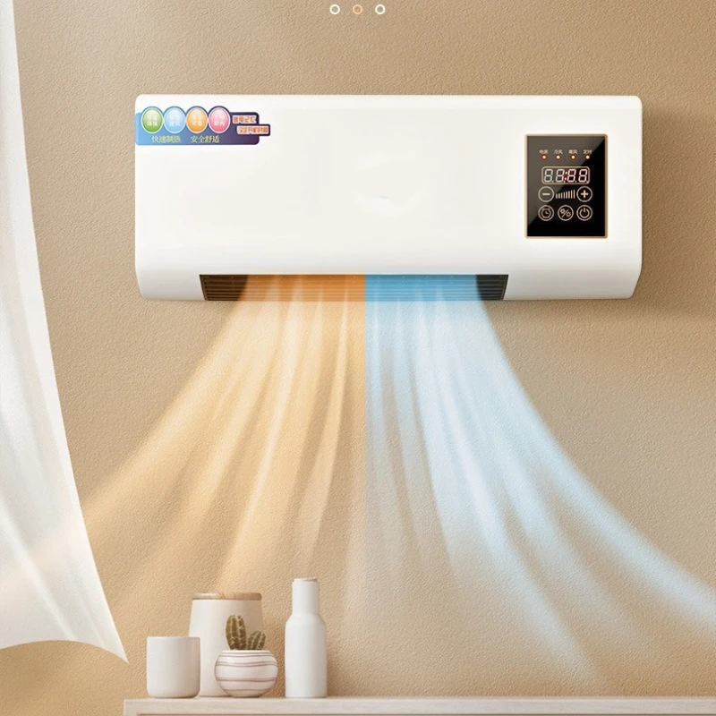 Control remoto del soplador de aire frío/cálido montado en la pared - Calentador silencioso Temperatura ajustable Ahorro de energía Bajo nivel de ruido Sin luz