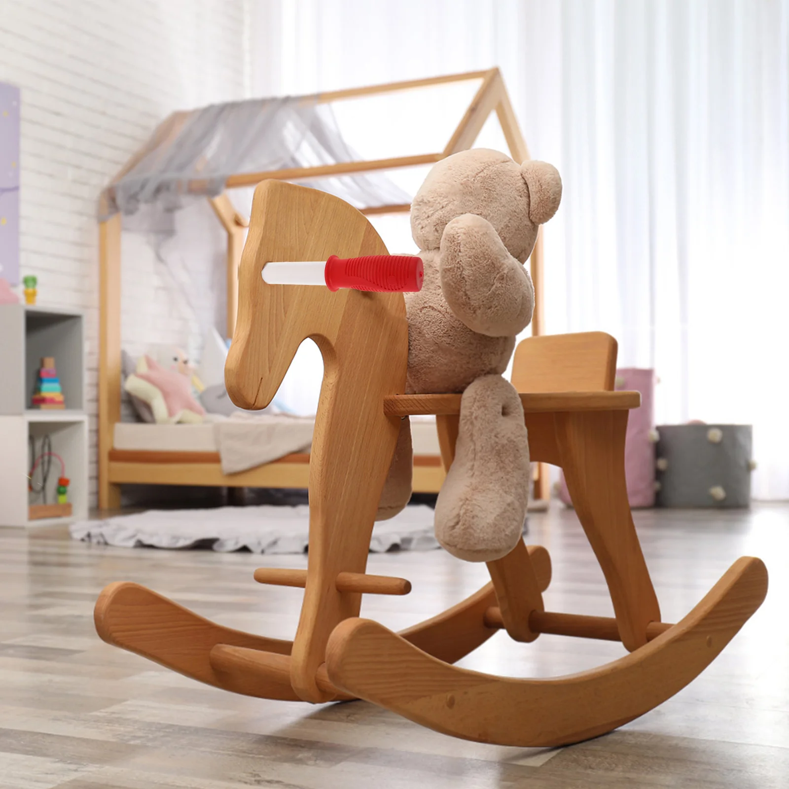 

Wooden Hand Grips Replacement for Riding Horse DIY Small Horse Toddler Walking Riding Accessories Wooden Handle Replacement