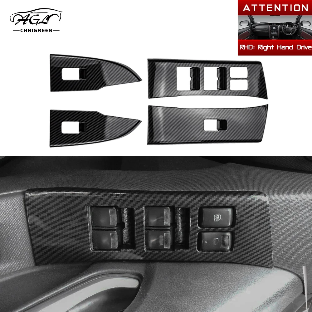 4pcs Carbon Fiber Color Window Lift Trim Switch Button Panel Cover for ISUZU D-MAX MU-X 2012 2013 2014 2015 2016 2017 2018 2019