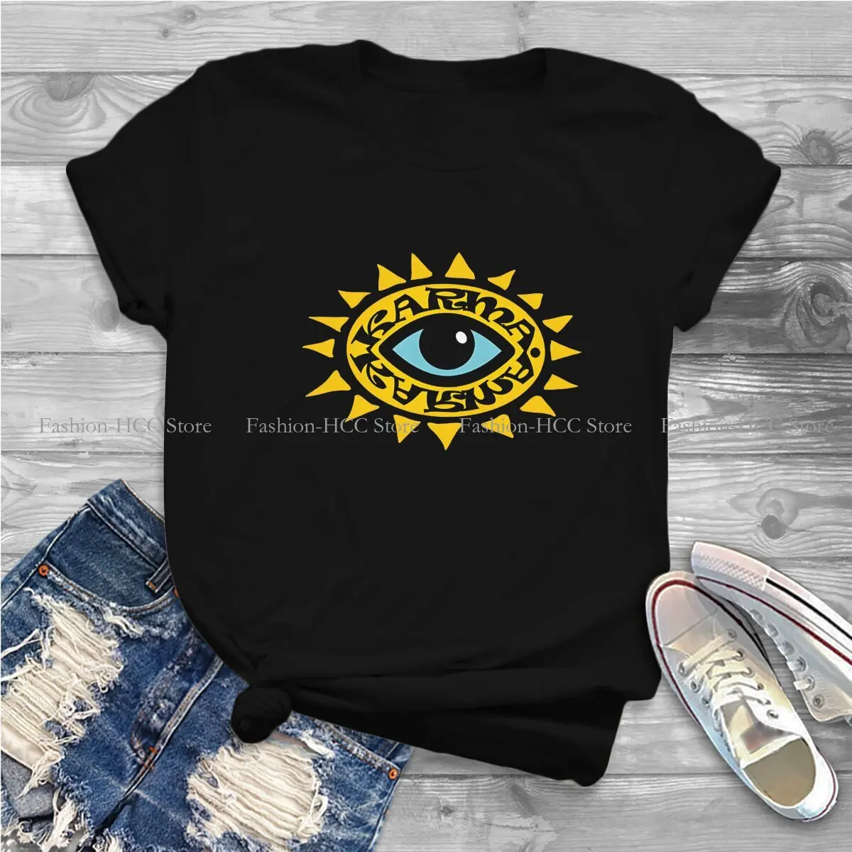 Karma Fashion Polyester TShirts Evil Eyes Female Harajuku Tops T Shirt O Neck