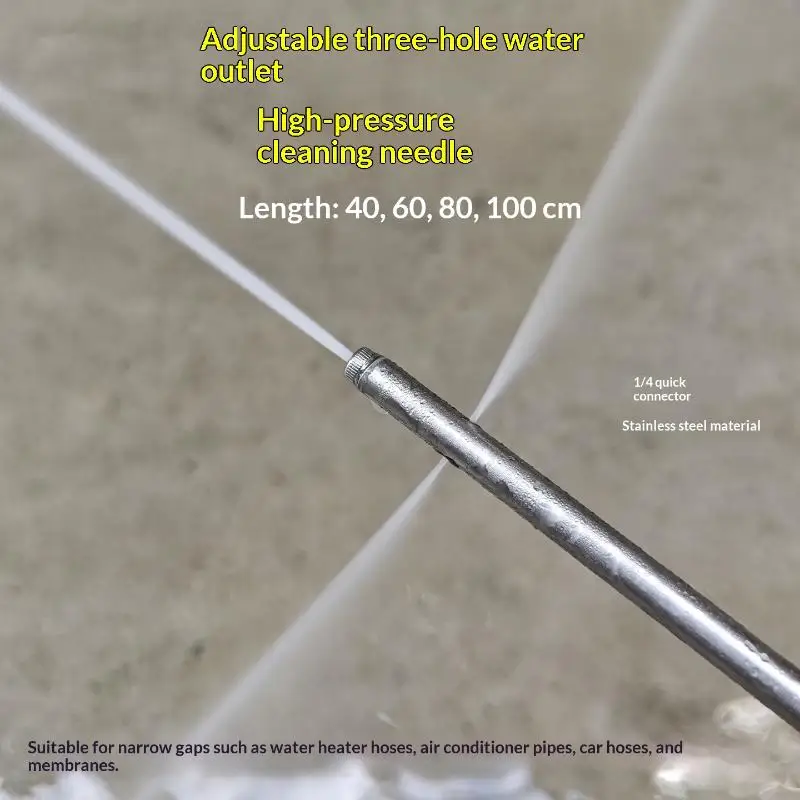 1/4 Quick Connect Stainless Steel High Pressure Needle Nozzle AC Water Heater Deep Cleaning Accessory Cleaning Tool