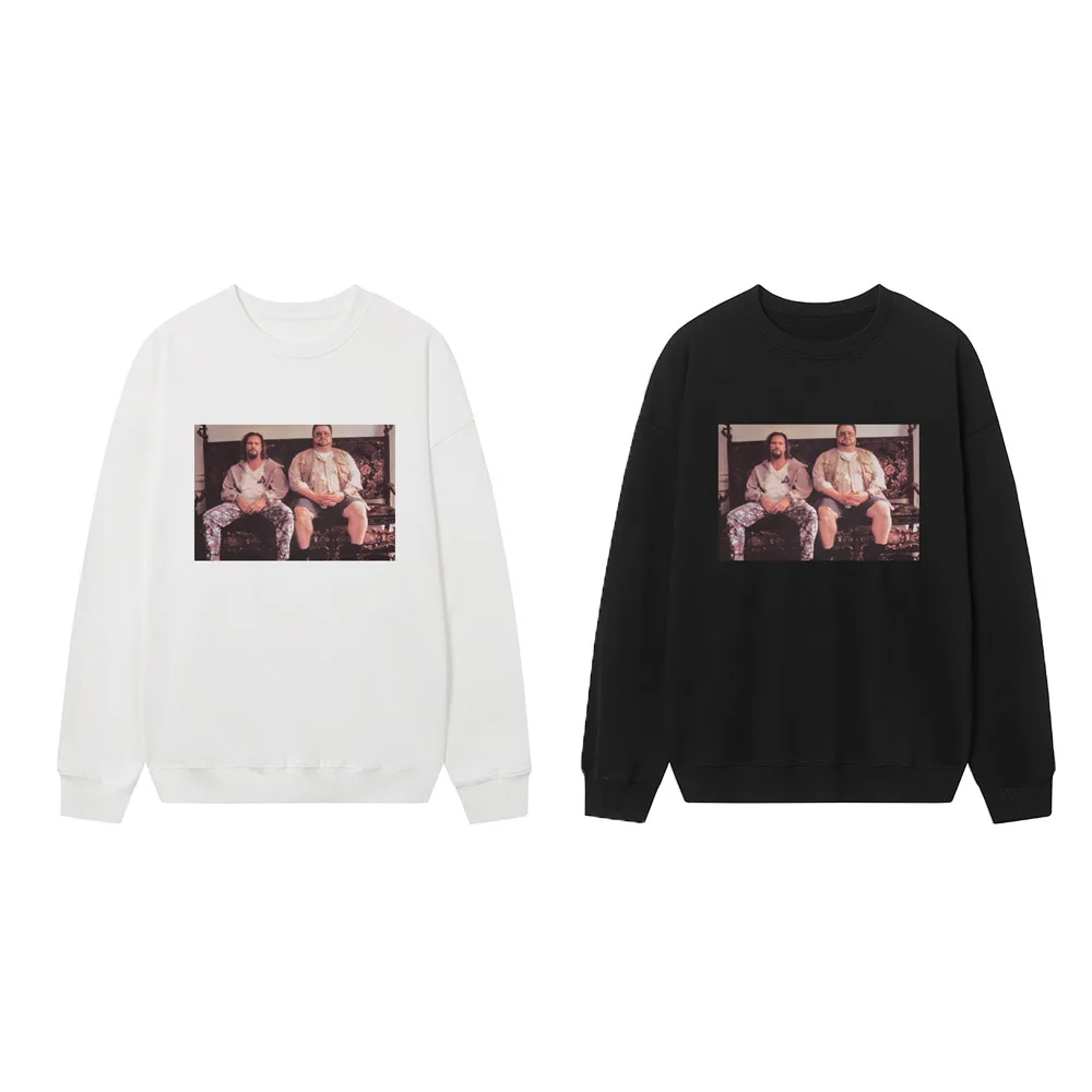 

Свободный свитшот из чистого хлопка с круглым вырезом и принтом, повседневная одежда для мужчин и женщин, осенне-зимняя, удобная хлопковая футболка.