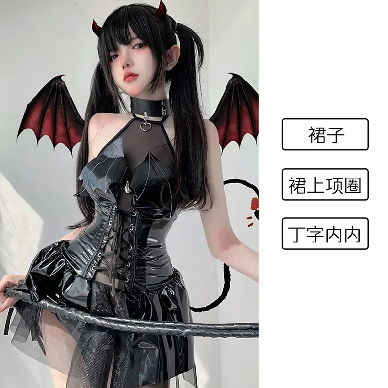 Black Red Dark Witch Hollow Sleeveless Christmas Costumes Demon Game Dress Bandage Sexy Lingerie Uniform Halloween Costumes