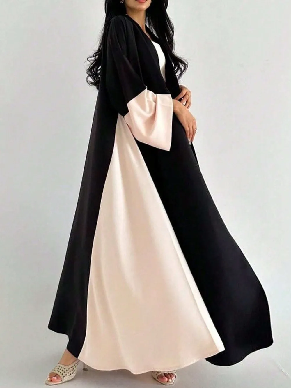 중동 민족 의류 느슨한 오픈 프론트 Abaya 이슬람 여성 Abayas 캐주얼 Kaftans 이슬람 전체 슬리브 맥시 드레스 Jilbabs