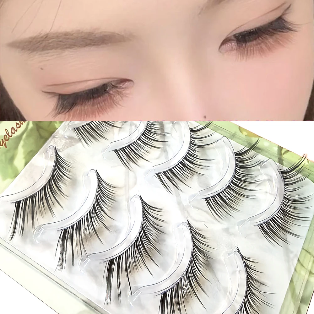 5 pares natural estilo olho de raposa cílios conjunto natural olhando alado final olho alongado cílios mangá chicote falso olho cílios olho de gato
