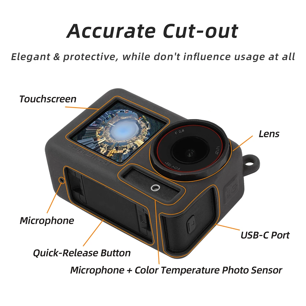 Funda protectora de silicona con cordón, funda de piel a prueba de arañazos para cámara, accesorios para DJI Osmo Action 5 Pro