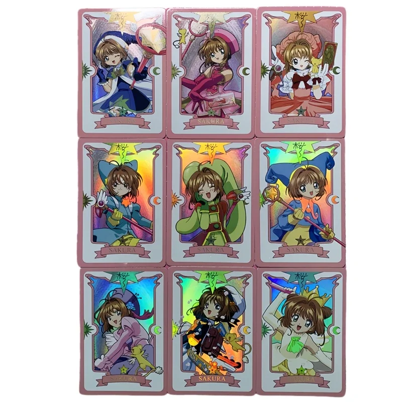 

9PCS/SET CardCaptor Sakura KINOMOTO SAKURA Self Made Refraction Flash Card Anime Classics Game Collection Cards Toy Gift