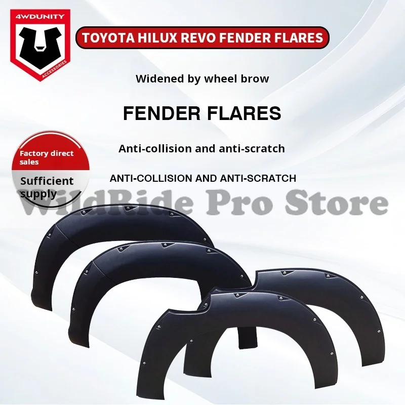 

Сверхмощные расширители крыльев из АБС-пластика для Toyota Hilux Revo 2015, | Текстурированные черные колесные арки | Прямая защита от грязи на болтах