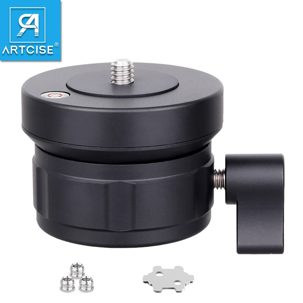ARTCISE LH201 Leveling Base Half Ball Adjust Angle ±10°with Offset Bubble Level for Tripod Head,Tripod,Monopod with 1/4