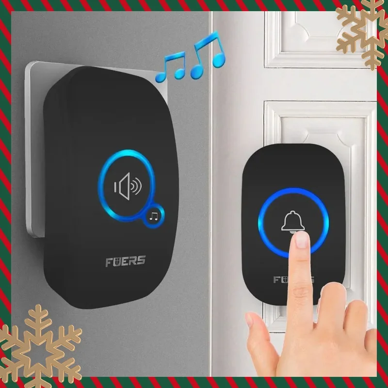 

Беспроводной дверной звонок Fuers, водонепроницаемый приветственный звонок, домашний дверной звонок, интеллектуальная 32-песняная умная сигнализация с батареей для магазина отеля