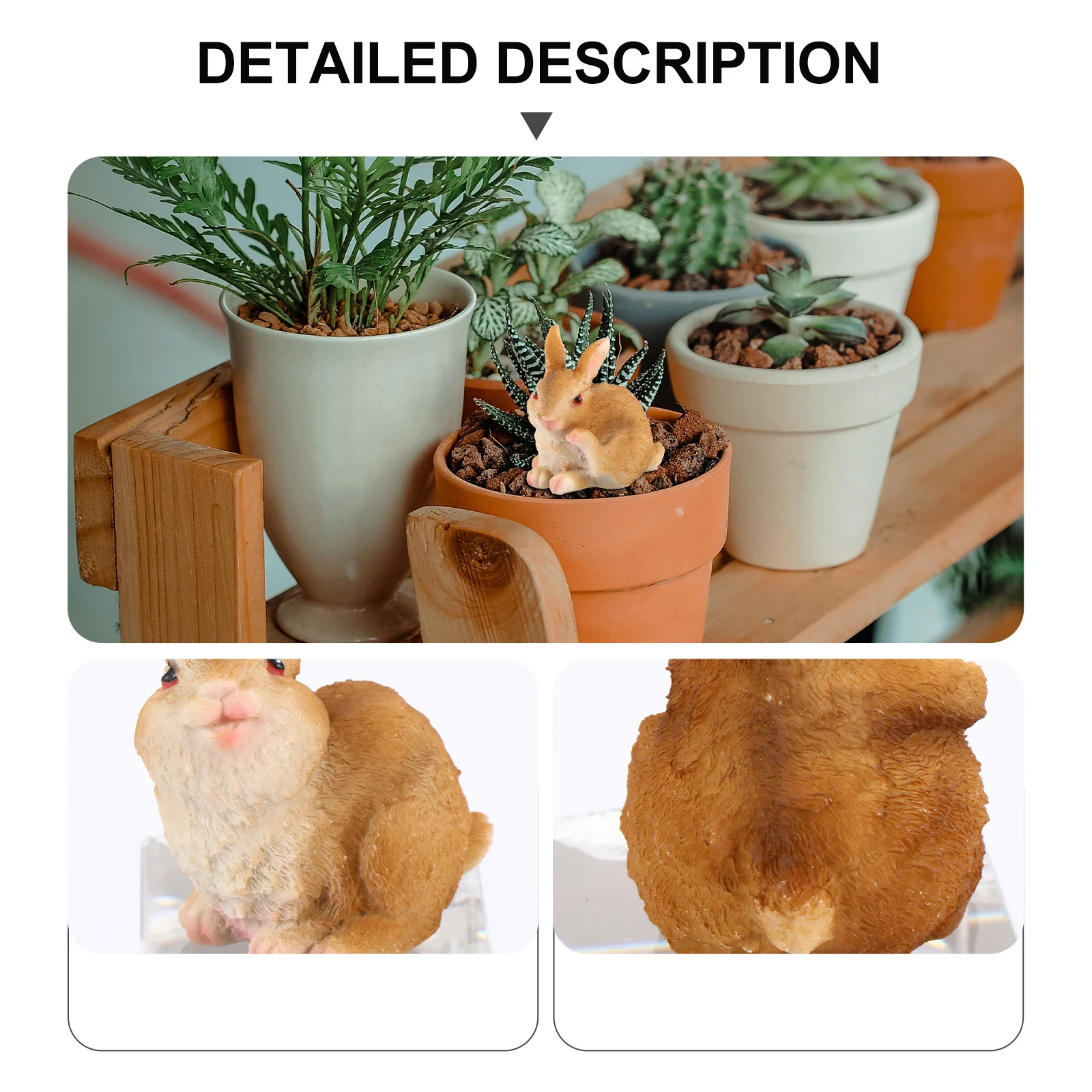 

3Pcs Resin Rabbit Small Ornament Mini Bunny Craft for Home Garden Desk Decoration Resin Bunny Landscape Adornment Set